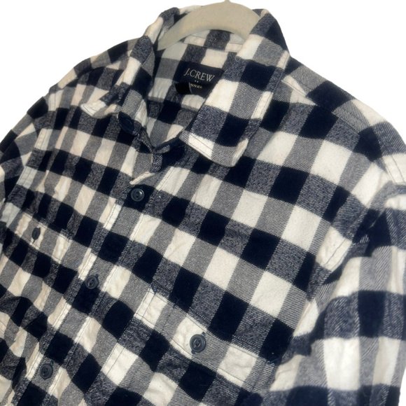 j. crew Flannel blue white Lumber jack jill Buffalo check plaid shirt to… - Picture 2 of 3